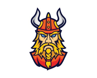 Viking Başı Maskot İllüstrasyon Vektörü