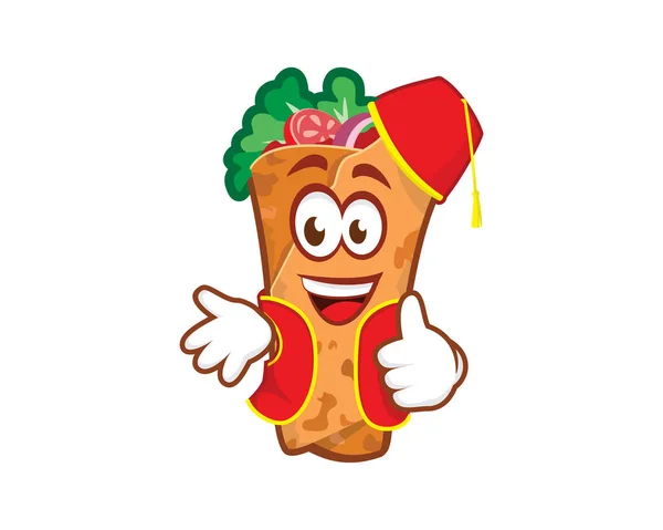 土耳其食品吉祥物Kebab与友好的姿态向量 图库插图