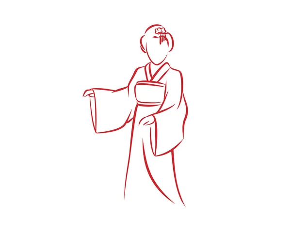 Hanbok Robe Traditionnelle Coréenne Silhouette Vectorielle — Image vectorielle