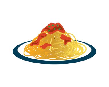 Lezzetli bir tabak spagetti çizim vektörü.