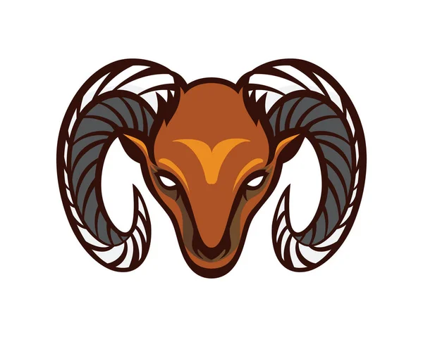 Cabra Bighorn Cabeza Cabra Montaña Mascota Vector Ilustración — Archivo Imágenes Vectoriales