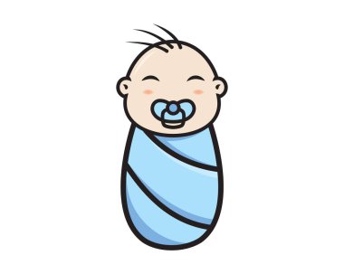Baby Smiling Wrapped in Baby Swaddle Illustration