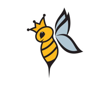 Simple Flying Queen Bee Illustration