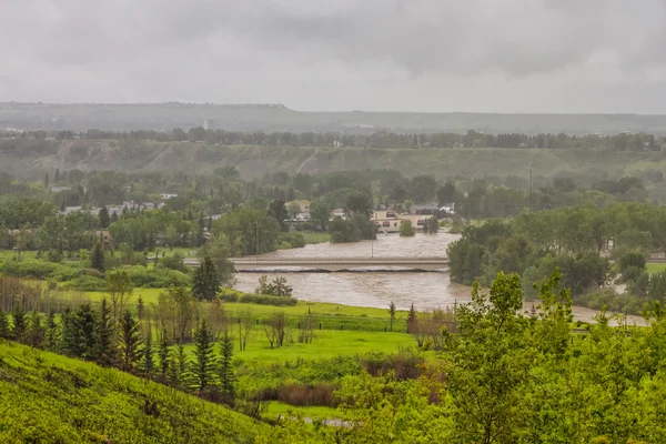 Comunidade inundada em Calgary — Fotografia de Stock