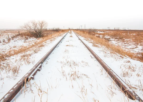 Landscape of Snowy Train Tracks — Stock Photo, Image