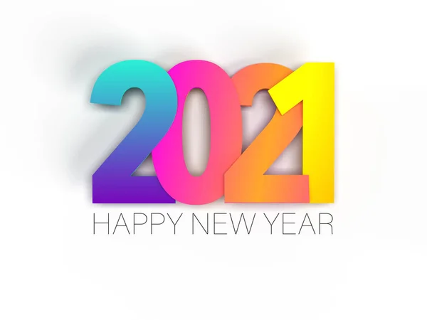 3d render. 2021 Happy New Year background. 2021 Number paper art Text Design — Stock Photo, Image