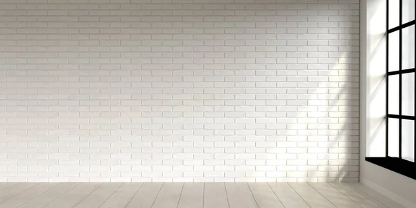 White Brick Wall Loft Style Room Scene Minimal Living Room — Stock Photo, Image