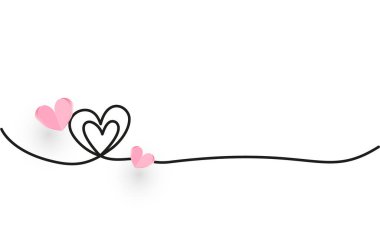 Two paper hearts on white background for valentines, women, mother day greeting