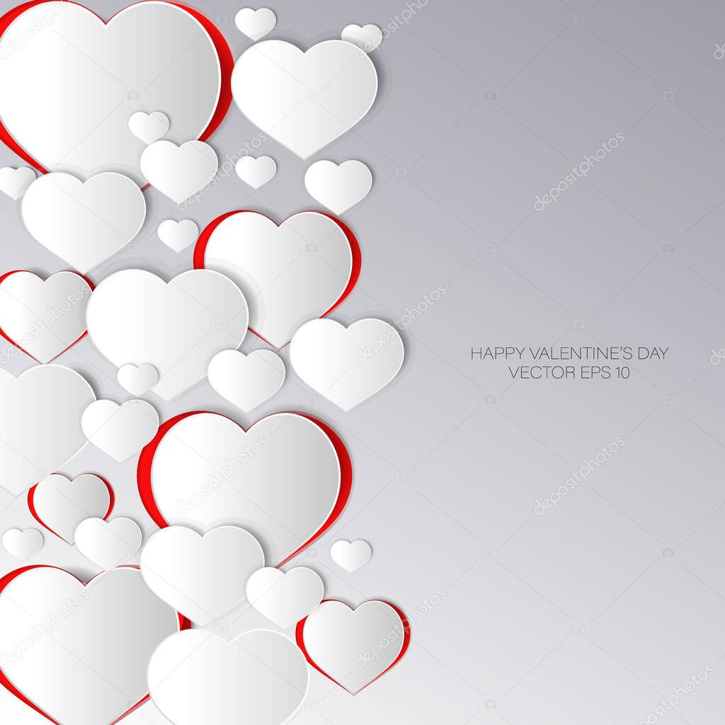 Hearts on abstract love background. Love romantic messages with hearts