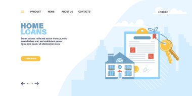 Konut kredisi hizmeti için sözleşme, ev ve anahtarlarla birlikte arazi sayfası şablonu