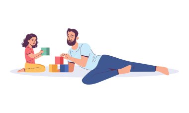 Gülümseyen baba kızıyla küp oynuyordu.