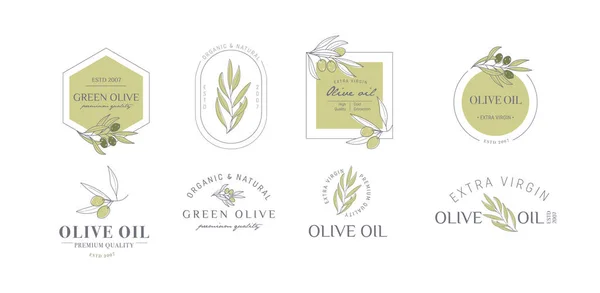 Etikettenset, Stempel, Tags für Olivenöl, Seife, Kosmetik, Wellness-Salon — Stockvektor
