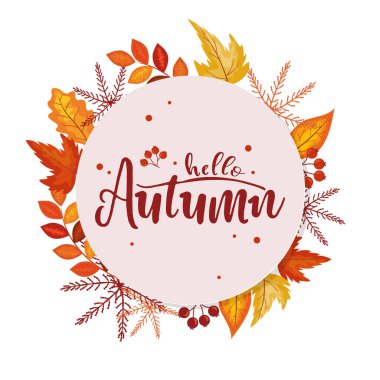 yaprak ve bitkiler ile merhaba sonbahar etiketi