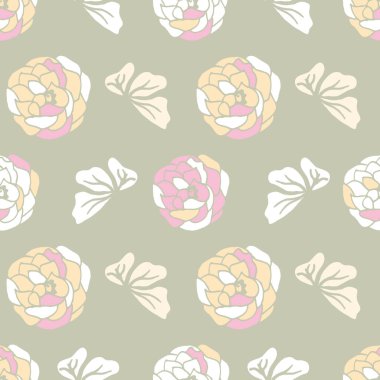 Basit, soyut çiçekler ve kusursuz vektör desenli yapraklar. Klasik, romantik ve sanatsal tasarım için mükemmel..