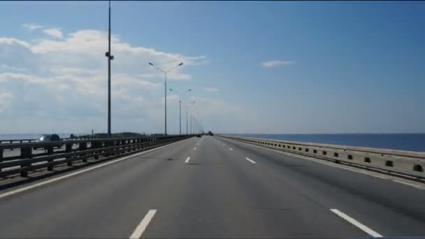 Time lapse of driving through a dam in Kronstadt — Stock Video