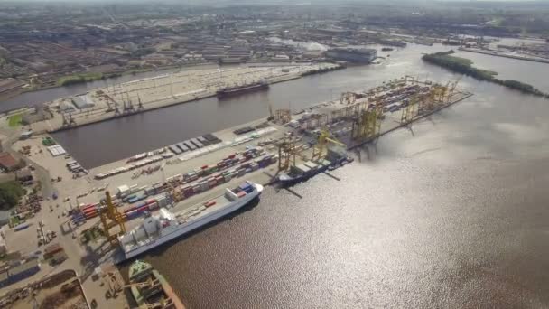 Το μεγάλο λιμάνι Αγία Πετρούπολη, αεροφωτογραφία — Αρχείο Βίντεο