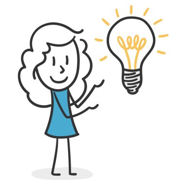 Fikirleri olan sopa kız. Fikirlerini paylaşan yaratıcı ve ilham verici kız kavramı