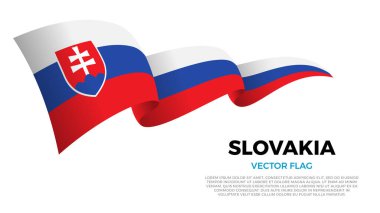 Slovakya bayrağı. Slovak ve Doğu Avrupa Kültürü. Ülke adı ve kopyalama alanı olan temiz beyaz bir arkaplan ile ayarlayın. Gerçekçi gölgeler ve gradyanlarla dinamik bir dalga etkisi yaratan üç katmanlı parlayan bir vektör bayrağı