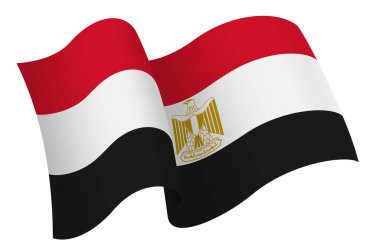 Flag of Egypt. Ribbon style flag that conveys a sense of movement and waving effect. The elegant curves and realistic shading create a sense of motion. Ideal for international projects, travel materials and cultural presentations