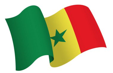 Senegal bayrağı. Hareket ve el sallama etkisi gösteren kurdele tarzı bir bayrak. Zarif kıvrımlar ve gerçekçi gölgeleme hareket hissi yaratır. Uluslararası projeler, seyahat materyalleri ve kültürel sunumlar için ideal