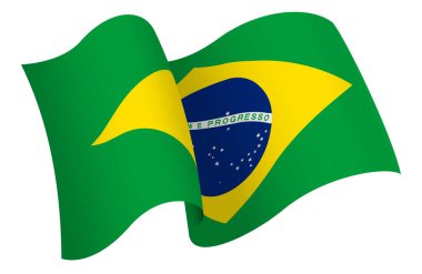 Brasil bayrağı. Hareket ve el sallama etkisi gösteren kurdele tarzı bir bayrak. Zarif kıvrımlar ve gerçekçi gölgeleme hareket hissi yaratır. Uluslararası projeler, seyahat materyalleri ve kültürel sunumlar için ideal