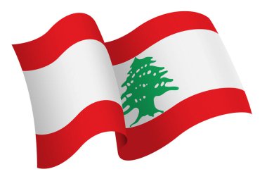 Lübnan bayrağı. Hareket ve el sallama etkisi gösteren kurdele tarzı bir bayrak. Zarif kıvrımlar ve gerçekçi gölgeleme hareket hissi yaratır. Uluslararası projeler, seyahat materyalleri ve kültürel sunumlar için ideal