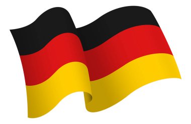 Almanya bayrağı. Hareket ve el sallama etkisi gösteren kurdele tarzı bir bayrak. Zarif kıvrımlar ve gerçekçi gölgeleme hareket hissi yaratır. Uluslararası projeler, seyahat materyalleri ve kültürel sunumlar için ideal