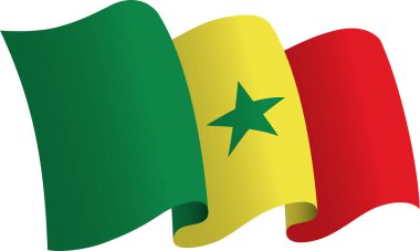 Senegal bayrağı. Hareket ve el sallama etkisi gösteren kurdele tarzı bir bayrak. Zarif kıvrımlar ve gerçekçi gölgeleme hareket hissi yaratır. Uluslararası projeler, seyahat materyalleri ve kültürel sunumlar için ideal