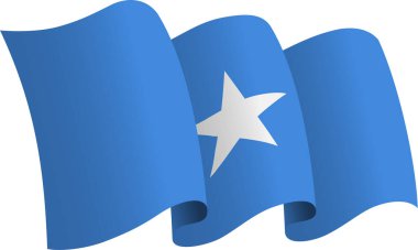 Somali bayrağı. Hareket ve el sallama etkisi gösteren kurdele tarzı bir bayrak. Zarif kıvrımlar ve gerçekçi gölgeleme hareket hissi yaratır. Uluslararası projeler, seyahat materyalleri ve kültürel sunumlar için ideal