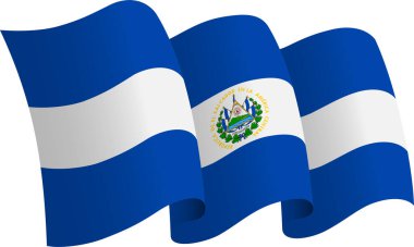 El Salvador bayrağı. Hareket ve el sallama etkisi gösteren kurdele tarzı bir bayrak. Zarif kıvrımlar ve gerçekçi gölgeleme hareket hissi yaratır. Uluslararası projeler, seyahat materyalleri ve kültürel sunumlar için ideal