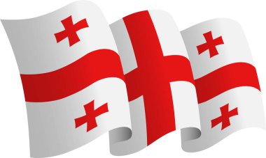 Georgia bayrağı. Hareket ve el sallama etkisi gösteren kurdele tarzı bir bayrak. Zarif kıvrımlar ve gerçekçi gölgeleme hareket hissi yaratır. Uluslararası projeler, seyahat materyalleri ve kültürel sunumlar için ideal
