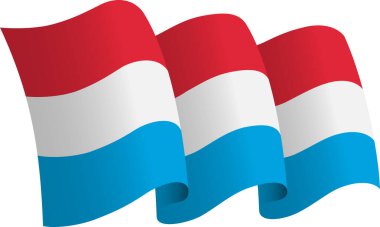 Lüksemburg bayrağı. Hareket ve el sallama etkisi gösteren kurdele tarzı bir bayrak. Zarif kıvrımlar ve gerçekçi gölgeleme hareket hissi yaratır. Uluslararası projeler, seyahat materyalleri ve kültürel sunumlar için ideal