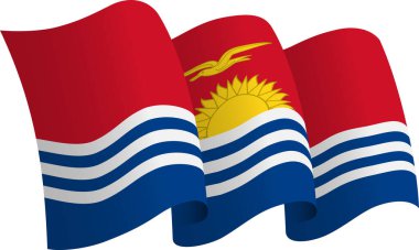 Flag of Kiribati. Ribbon style flag that conveys a sense of movement and waving effect. The elegant curves and realistic shading create a sense of motion. Ideal for international projects, travel materials and cultural presentations