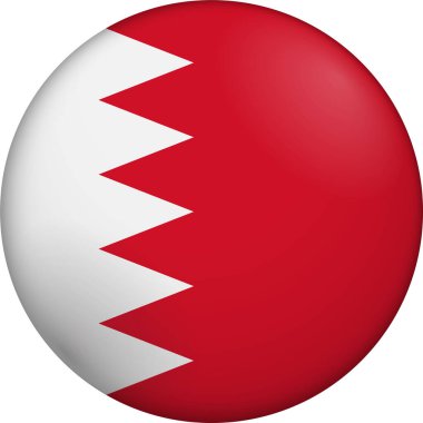 Bahreyn bayrağı. Parlak dairesel bayrak. Düğme görünümü. Derinlikli 3D Simge Tasarımı. Profesyonel, dokunaklı görünüş. Ulusal kimliği dijital arayüzlerde temsil etmek ve web siteleri için mükemmel