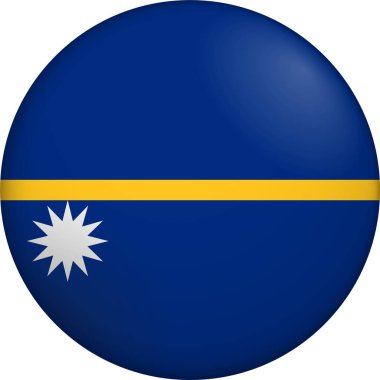 Nauru bayrağı. Parlak dairesel bayrak. Düğme görünümü. Derinlikli 3D Simge Tasarımı. Profesyonel, dokunaklı görünüş. Ulusal kimliği dijital arayüzlerde temsil etmek ve web siteleri için mükemmel