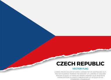 Çek Cumhuriyeti bayrağı. Sivri uçlu düzensizliklerle Saydam Arkaplanda Yaratıcı Yırtık Kağıt Kenar Efekti. Gerçekçi gölgeleri olan üç boyutlu bir görüntü. Sanki altında beyaz bir yüzey ortaya çıkarmak için yırtılmış gibi.