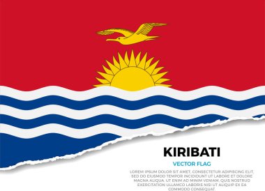 Kiribati bayrağı. Sivri uçlu düzensizliklerle Saydam Arkaplanda Yaratıcı Yırtık Kağıt Kenar Efekti. Gerçekçi gölgeleri olan üç boyutlu bir görüntü. Sanki altında beyaz bir yüzey ortaya çıkarmak için yırtılmış gibi.