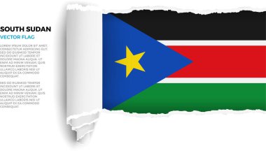 Güney Sudan bayrağı. Saydam bir arka planda Gerçekçi Kıvrımlı Kenarlarla sarılmış yırtık kağıtlarla ortaya çıkan bayrak. Yırtık kenarları gerçekçi gölgeler ve derinlikle dışa doğru kıvrılarak çarpıcı bir etki yaratıyor.
