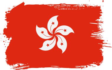 Hong Kong bayrağı. Fırça darbeleriyle yaratıldı. Ham Sanatsal Dokuya sahip Soyut Sanatsal Sanatsal Sanattır. Kaba kenarlar ve boya lekeleri ona geleneksel düz pankarttan farklı el boyası ve çağdaş bir görünüm veriyor.