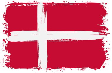 Danimarka bayrağı. Fırça darbeleriyle yaratıldı. Ham Sanatsal Dokuya sahip Soyut Sanatsal Sanatsal Sanattır. Kaba kenarlar ve boya lekeleri ona geleneksel düz pankarttan farklı el boyası ve çağdaş bir görünüm veriyor.