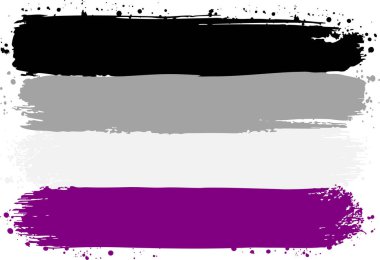 Aseksüel bayrağı. LGBTQ. Fırça darbeleriyle yaratıldı. Ham Sanatsal Dokuya sahip Soyut Sanatsal Sanatsal Sanattır. Kaba kenarlar ve boya lekeleri ona geleneksel düz pankarttan farklı el boyası ve çağdaş bir görünüm veriyor.