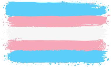 Transseksüel bayrağı. LGBTQ. Fırça darbeleriyle yaratıldı. Ham Sanatsal Dokuya sahip Soyut Sanatsal Sanatsal Sanattır. Kaba kenarlar ve boya lekeleri ona geleneksel düz pankarttan farklı el boyası ve çağdaş bir görünüm veriyor.