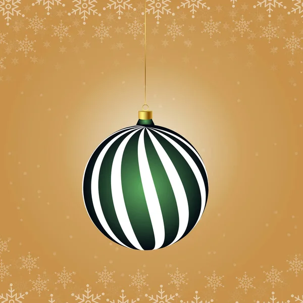 メリークリスマスと緑のクリスマスツリーのおもちゃで新年の黄金の背景 ベクターイラスト — ストックベクタ