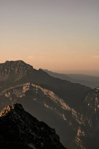 Восход Солнца Швейцарских Горах Летний Туризм Швейцарии Стоковое Фото