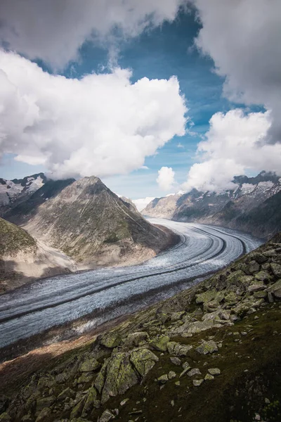 Majestueus Uitzicht Gletsjer Van Aletsch Grootste Gracier Alpen Unesco Herritage — Stockfoto