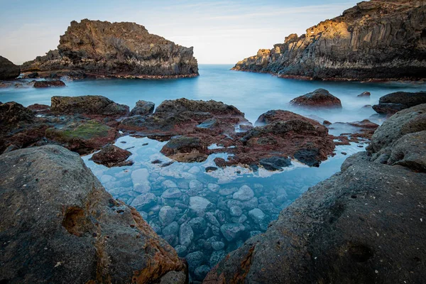 Sea stones at sunset on Tenerife, canary island, Spain — Stock Photo, Image