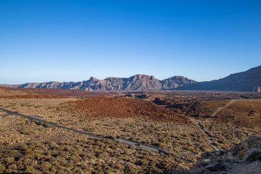 Günbatımında Teide Ulusal Parkı manzarası. Pico de Teide, Tenerife, Kanarya Adaları, İspanya