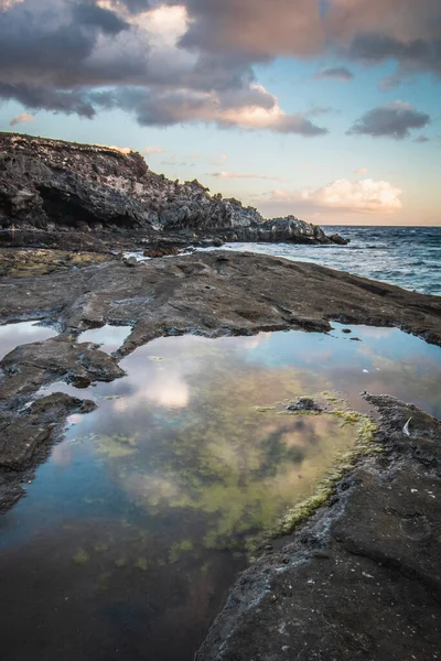 Tenerife Nin Güneyindeki Kanarya Adalarında Okyanus Hareket Halinde Spanya — Stok fotoğraf