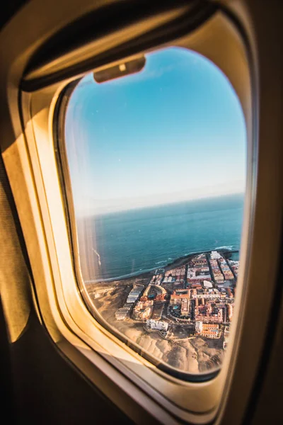 Nubes Cielo Como Través Ventana Avión Agencia Viajes — Foto de Stock