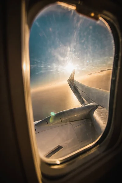 Nubes Cielo Como Través Ventana Avión Agencia Viajes — Foto de Stock